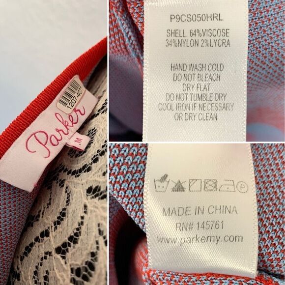 Parker Ayla Knit Midi Dress in Plaid Blue, Red Size M - Picture 10 of 12